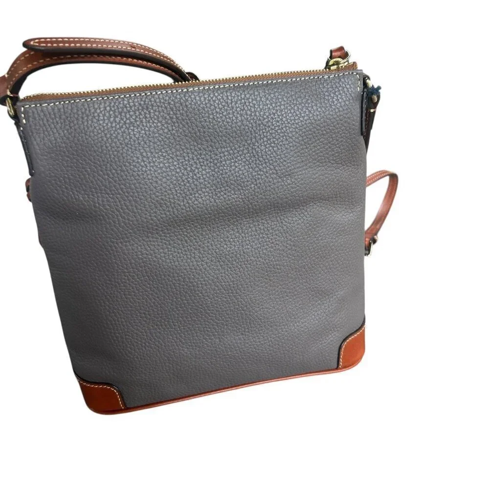 Dooney & Bourke Taupe Gray Elephant Pebble Leather Zip Crossbody Bag NWT